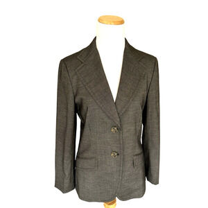 Weekend Max Mara Blazer 6 Classic Brown Herringbone Stretch Wool 2-Button Italy